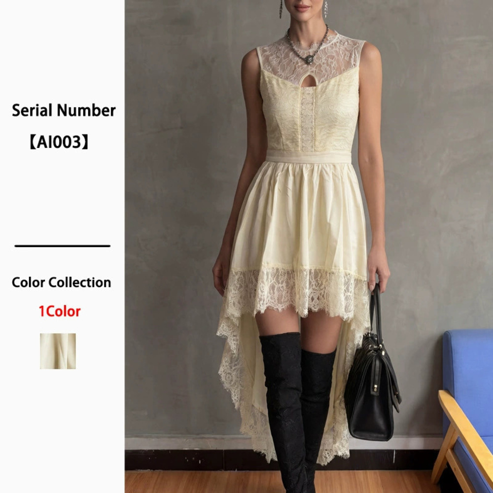 ZARA Lace Cutout Sleeveless Chic Summer Vacay Irregular High Waist Mini Dress